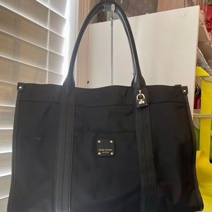 Henri Bendel Black Nylon & Saffiano Leather Large Tote